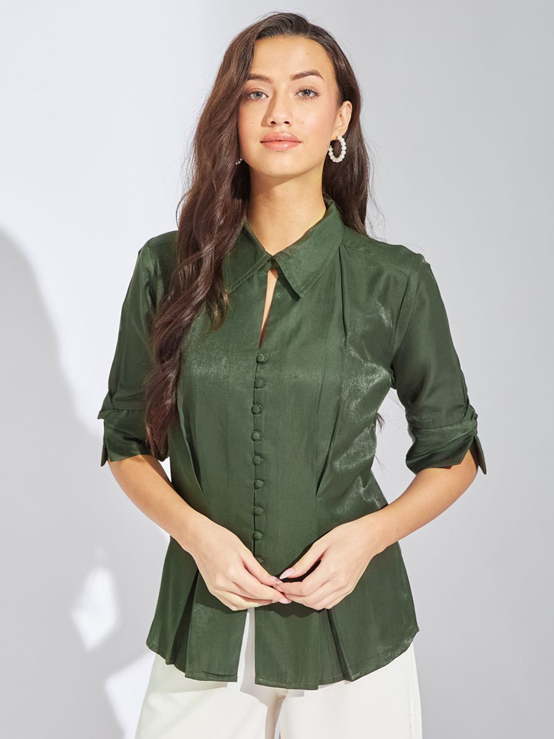 Latin Quarters Women Solid Original Regular Fit Casual Shirt