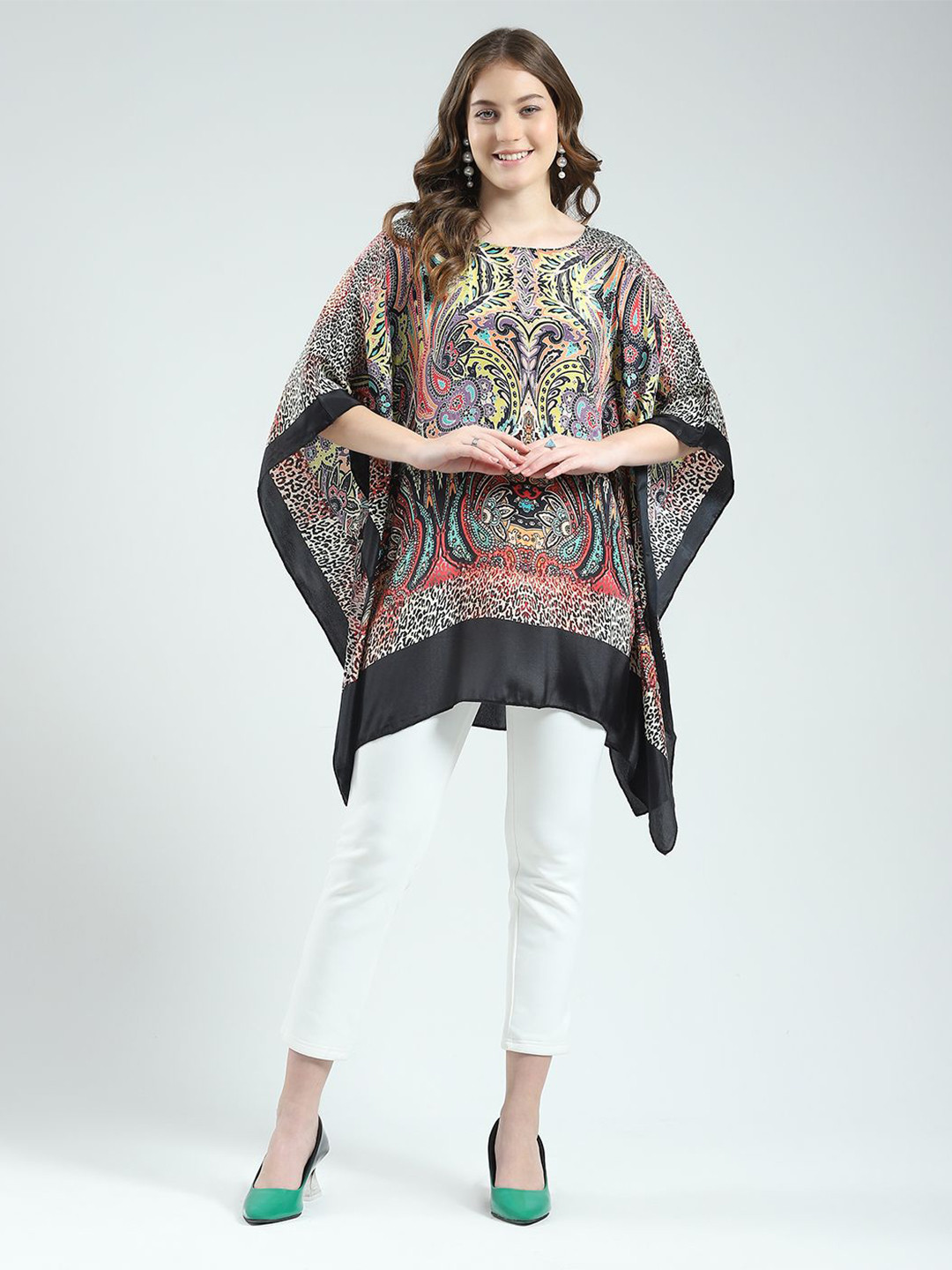 Monte Carlo Women Print Kimono Sleeve Kaftan Top