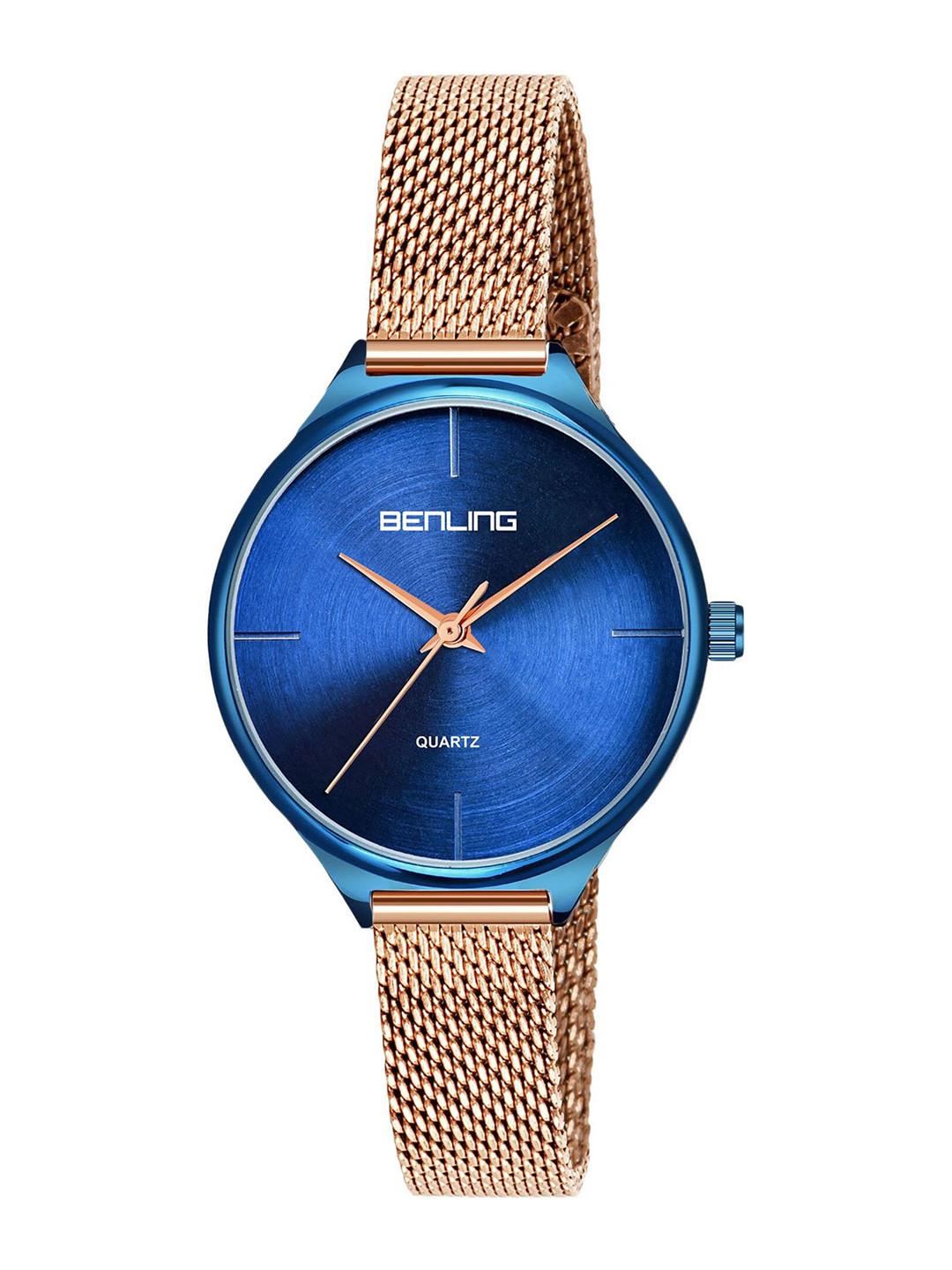BENLING Women Dial & Stainless Steel Reset Time Analogue Watch BL-1017-BLU-RGOLD