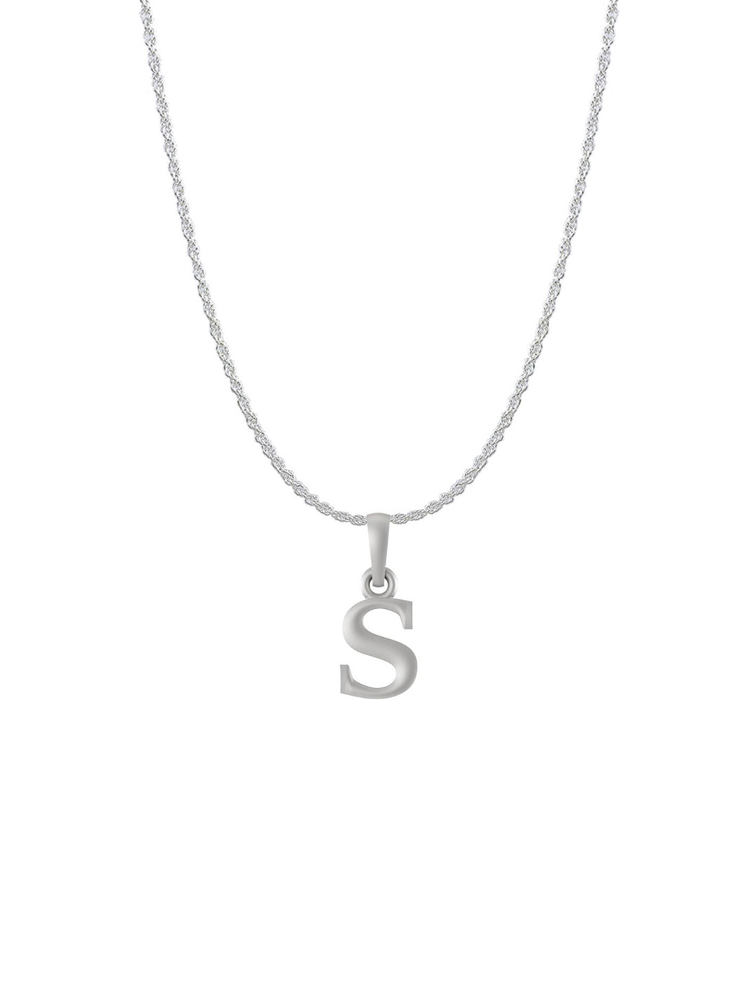 AKSHAT SAPPHIRE Men 925 Sterling Silver S Alphabet Pendant with Rope Chain