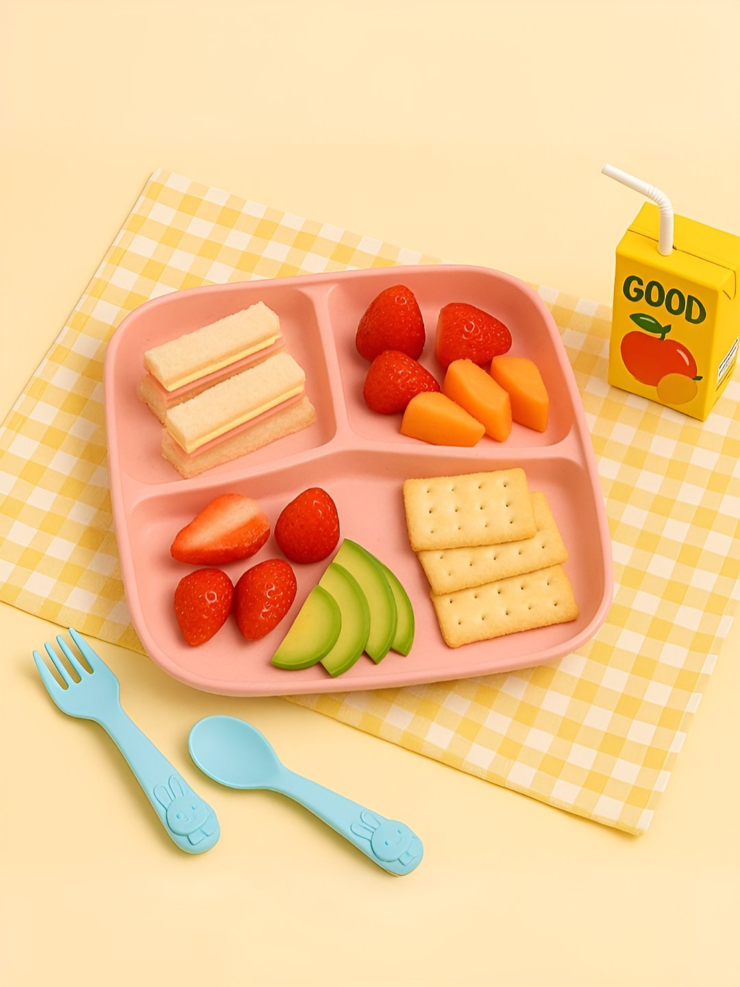 Myntra Elegant Homes Pink 2 Pcs Bamboo Dishwasher and Microwave Safe Divided Dinner Plates