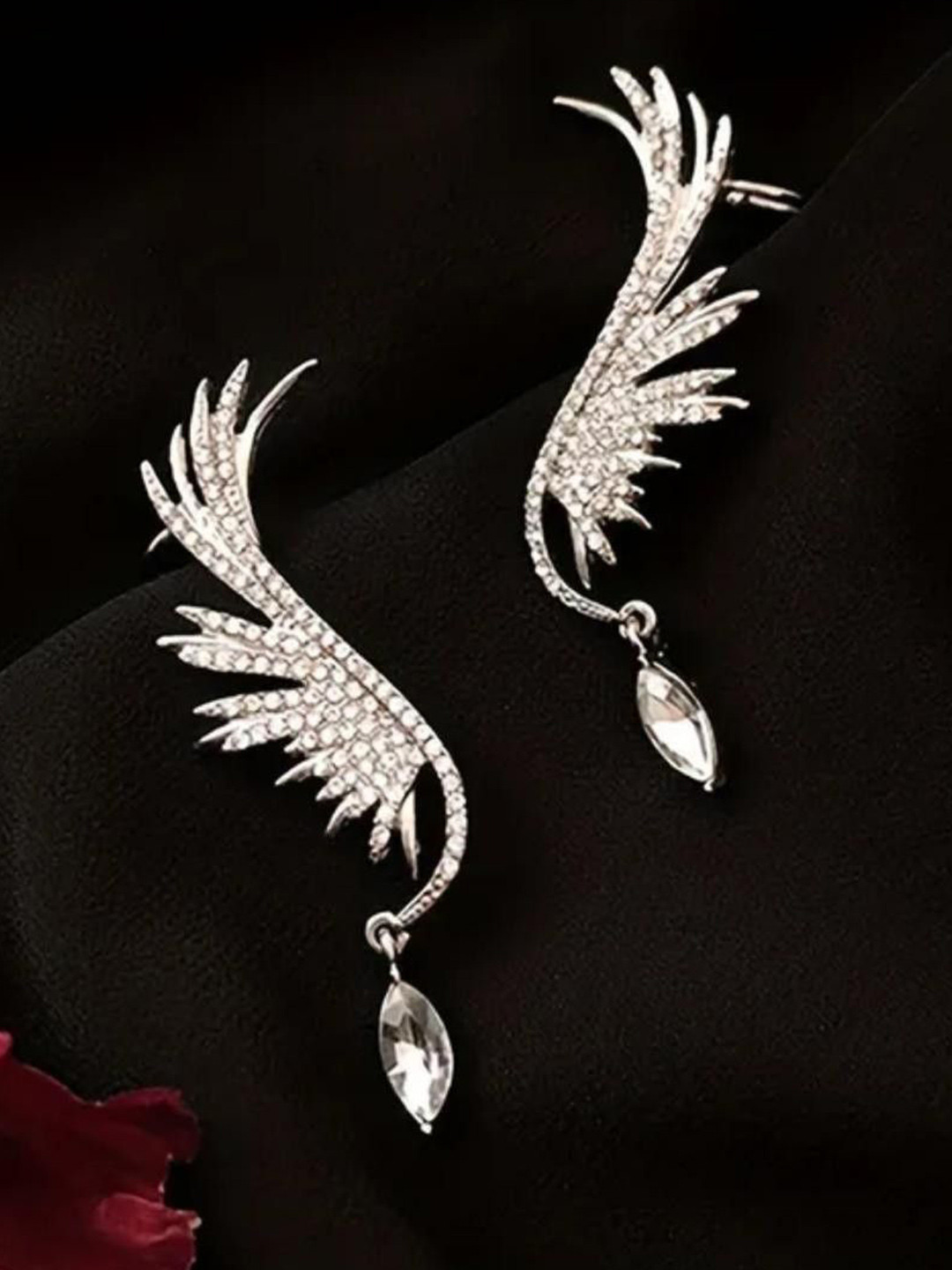 SZN KoreanEarring417 Silver-Plated Contemporary Shaped Artificial Stone Ear Cuff Earrings