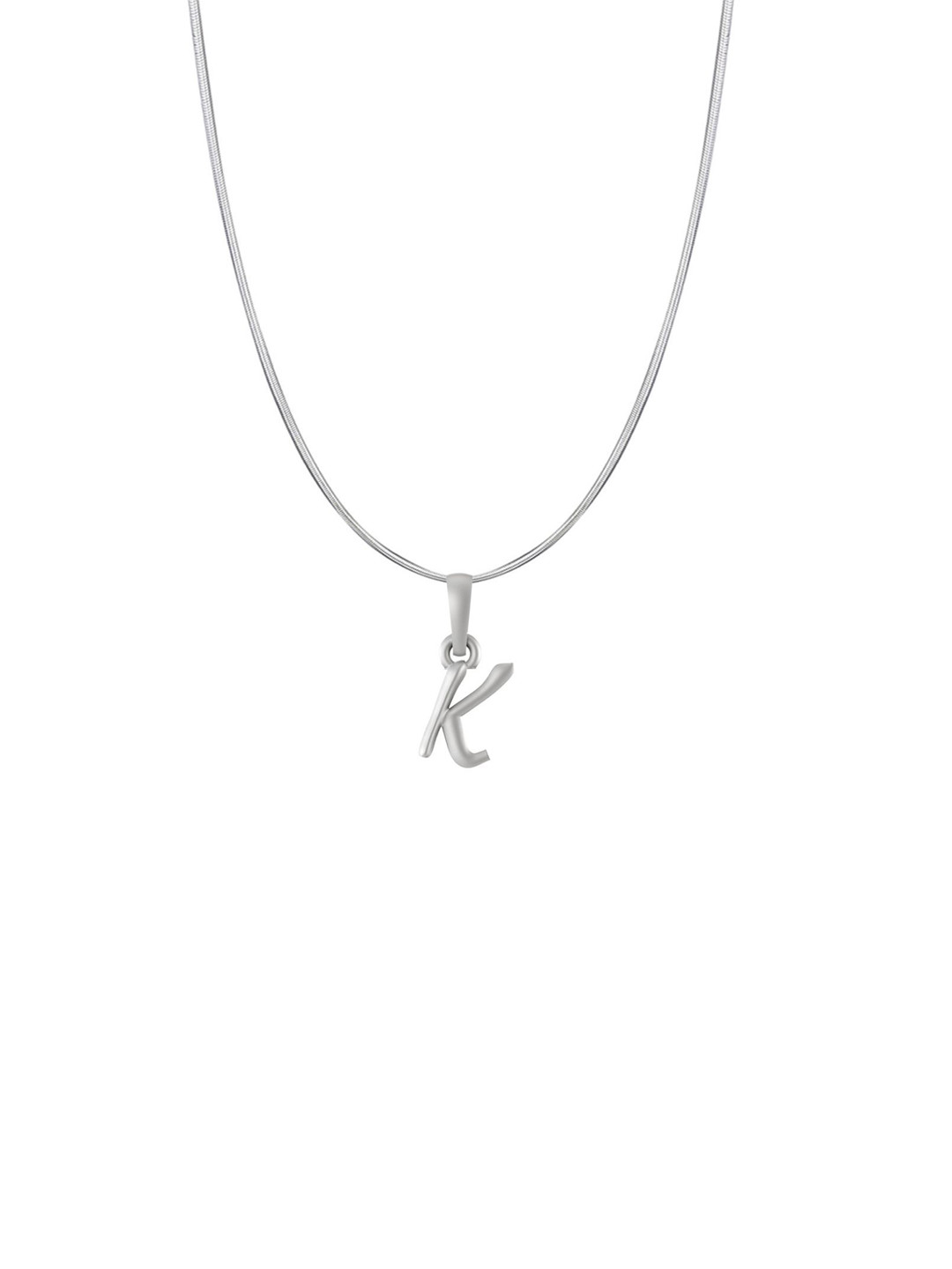 AKSHAT SAPPHIRE Men 925 Sterling Silver K Alphabet Pendant with Snake Chain