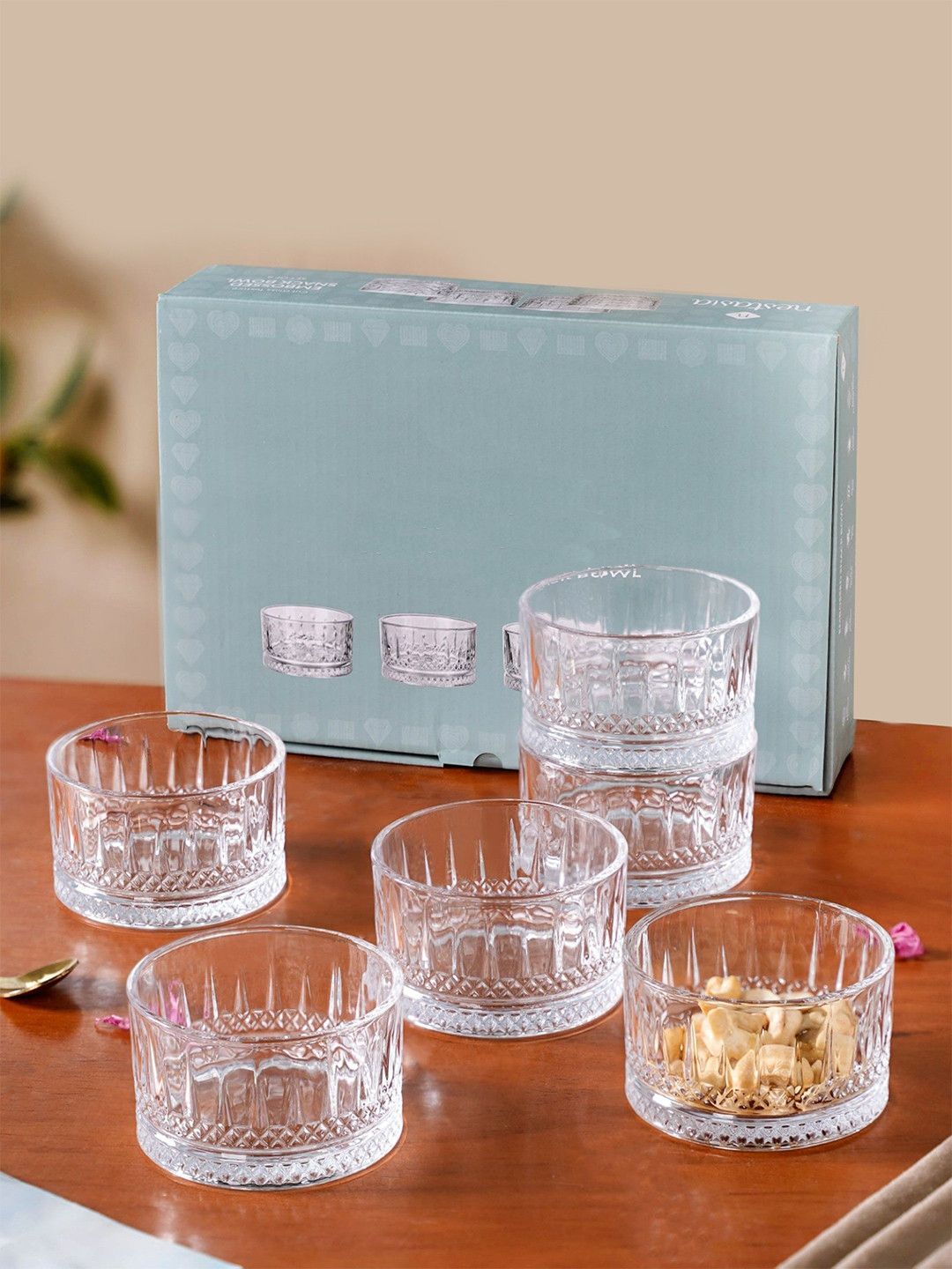 Nestasia Transparent 6 Pieces Glass Small Snack Bowls 220ml