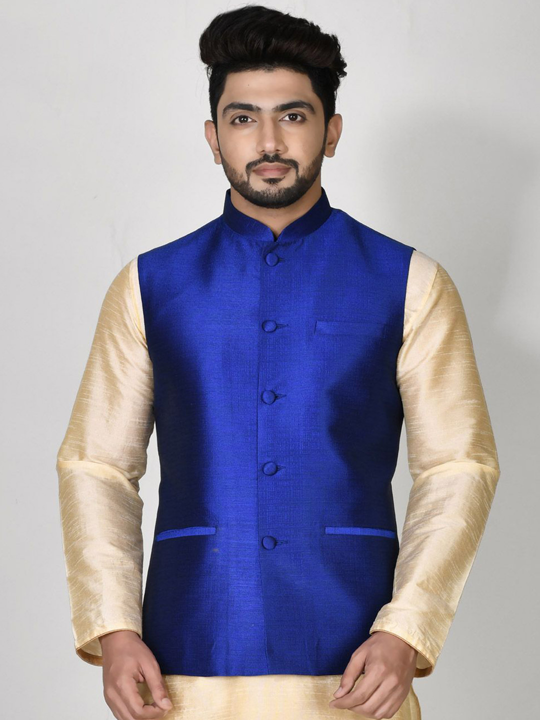 RANAK Art Silk Woven Nehru Jacket