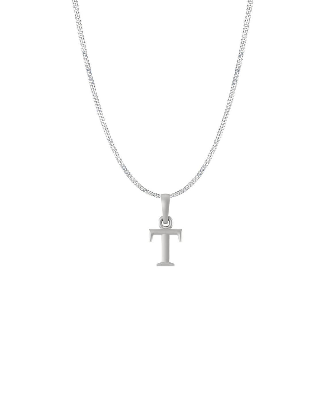 AKSHAT SAPPHIRE Men 925 Sterling Silver T Alphabet Pendant with Curb Chain