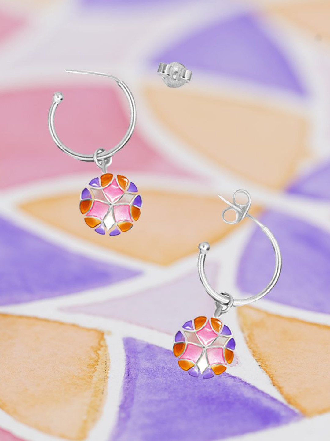 manner 925 Sterling Sliver-Plated Circular Shape Hoop Earrings