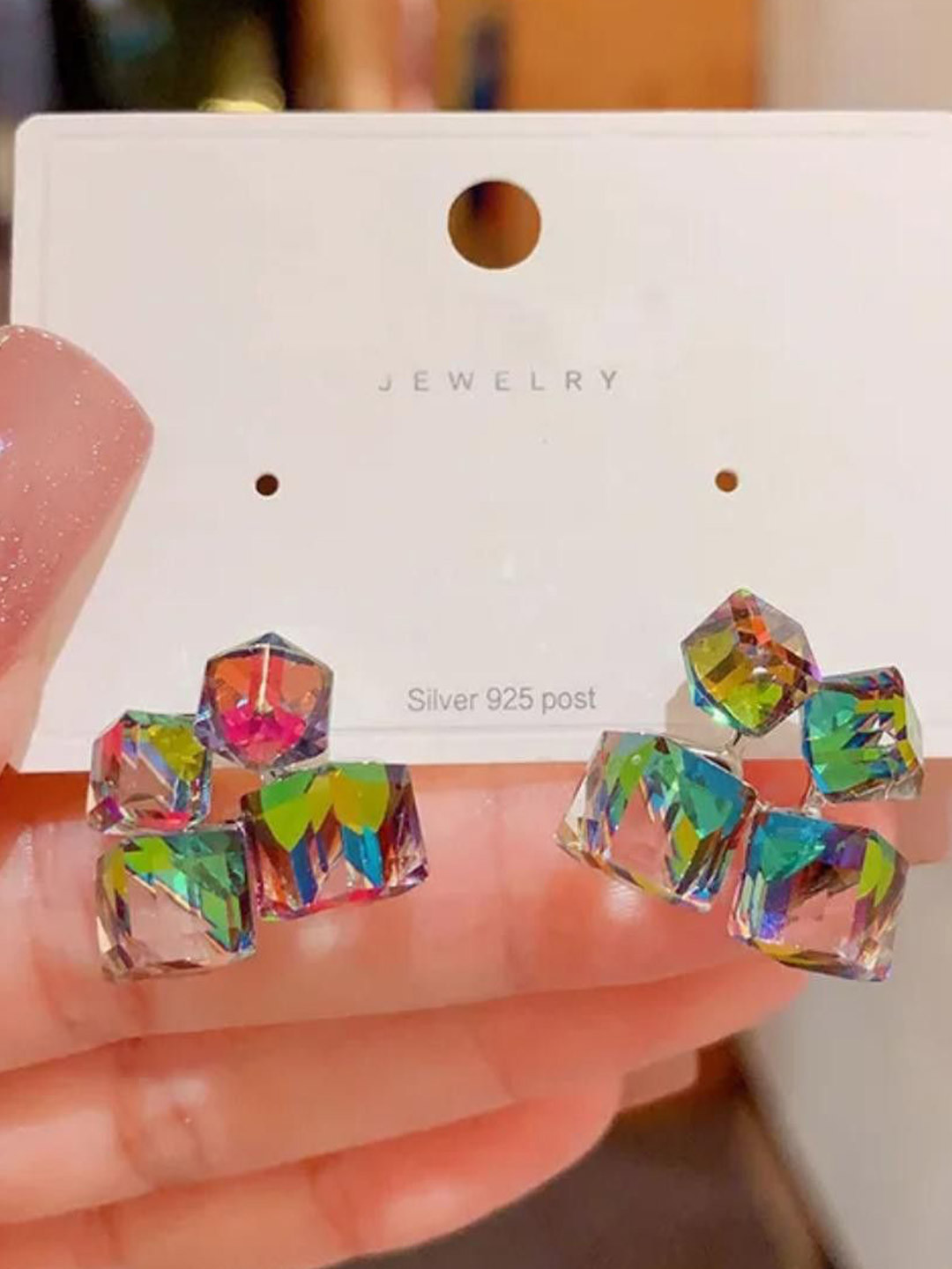 SZN Artificial Stones Studded Geometric Shape Drop earrings