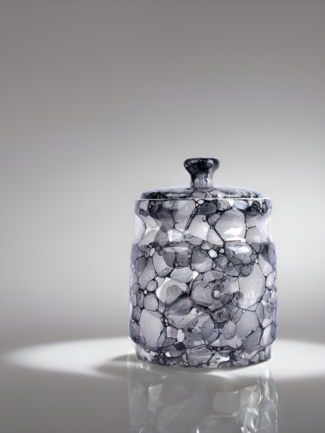 Kraftlik Handicraft 3-Pj1-Bl1 Grey Marble Ceramic Easy To Clean Clip-On Canister-1L