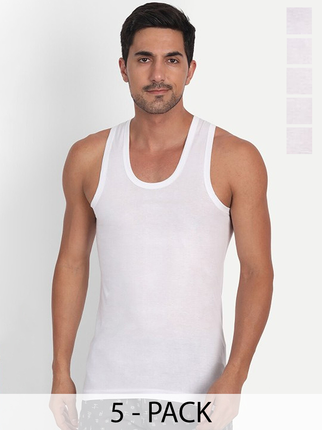 CAVENDERS Men Pack Of 5 Pure Cotton Undershirt Vests White Premium quality Dno-v445st