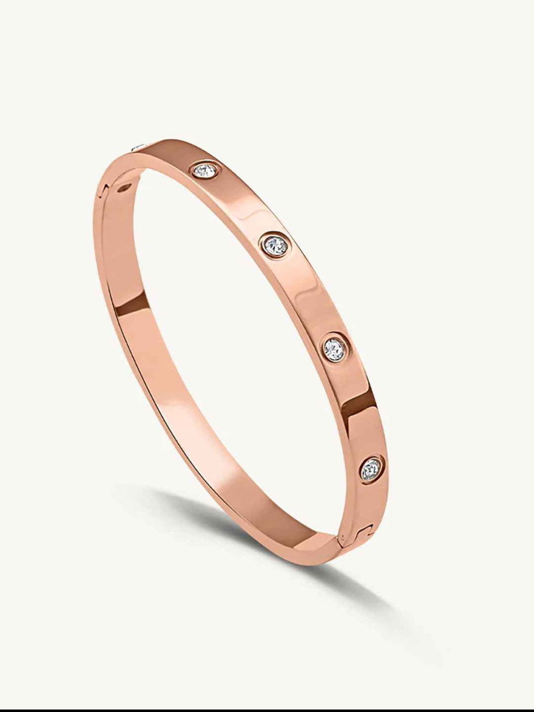 DIMIKI Rose Gold-Plated American Diamond Studded Cuff Bracelet
