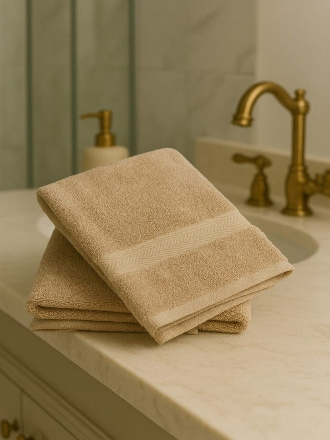 GAB Tan 2 Pieces Cotton 500 GSM Bath Towels