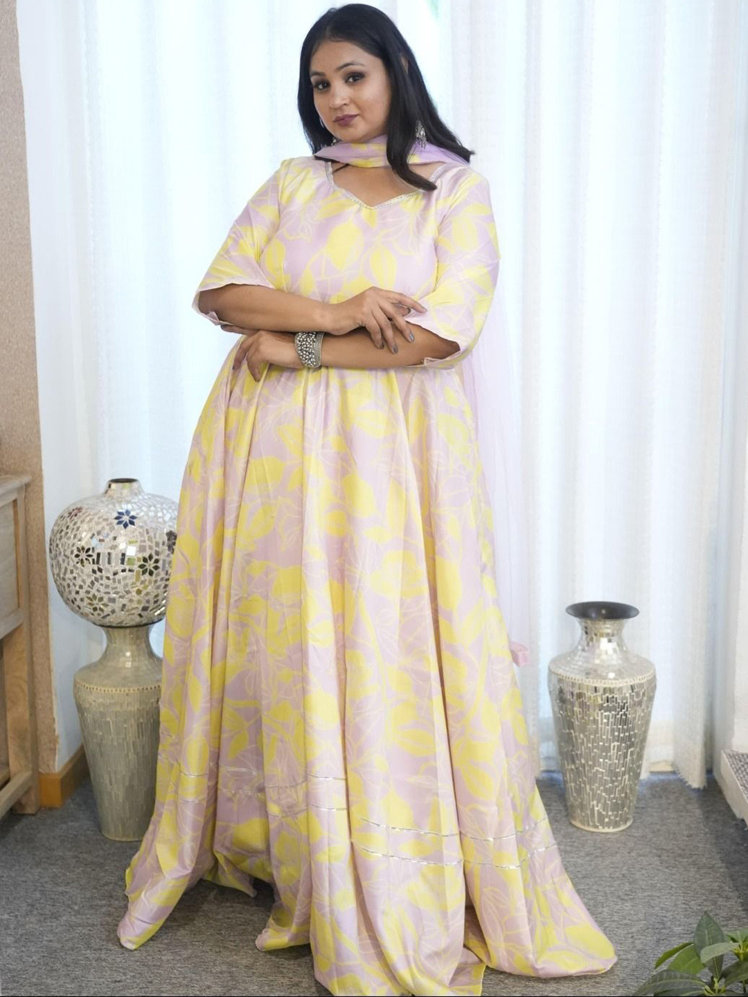 Swadeshi Shringaar Heena Silk Anarkali Set