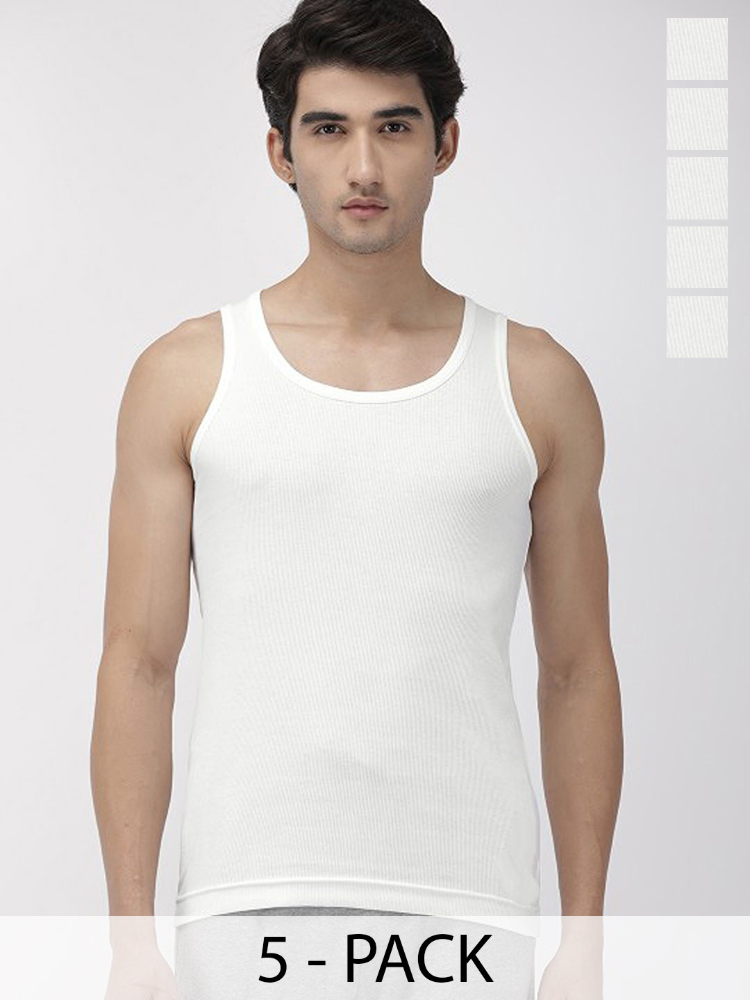 CAVENDERS Men Pack Of 5 Pure Cotton Undershirt Vests White Premium quality Dno-v385st