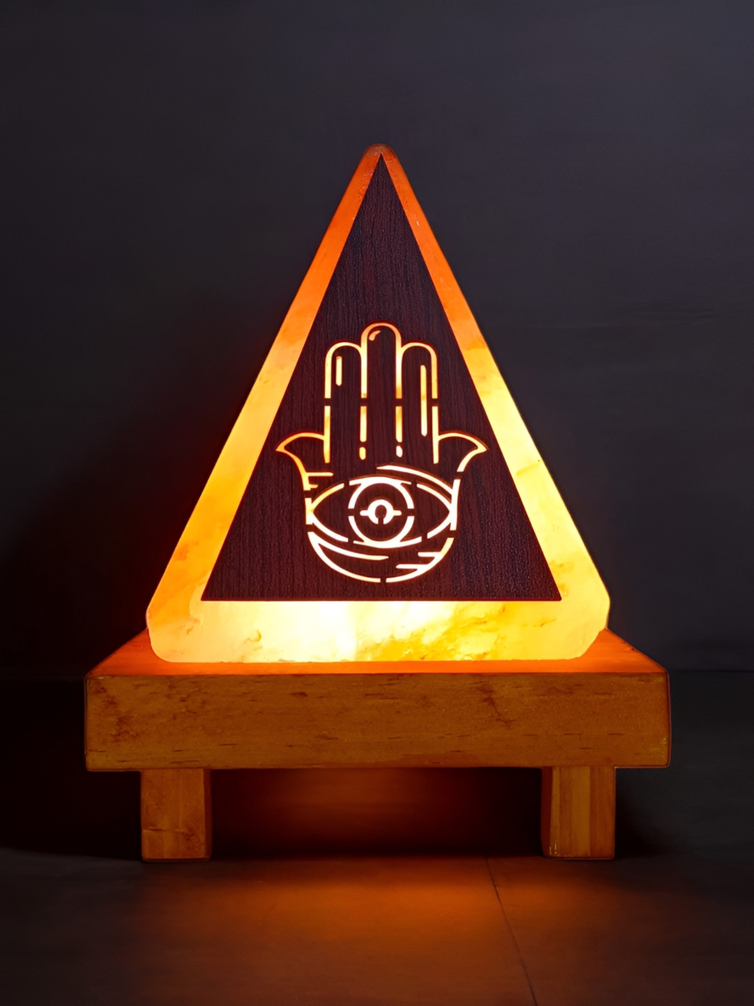 GLOBAL AROMA Pink Textured Wood Contemporary Triangle Table Lamp