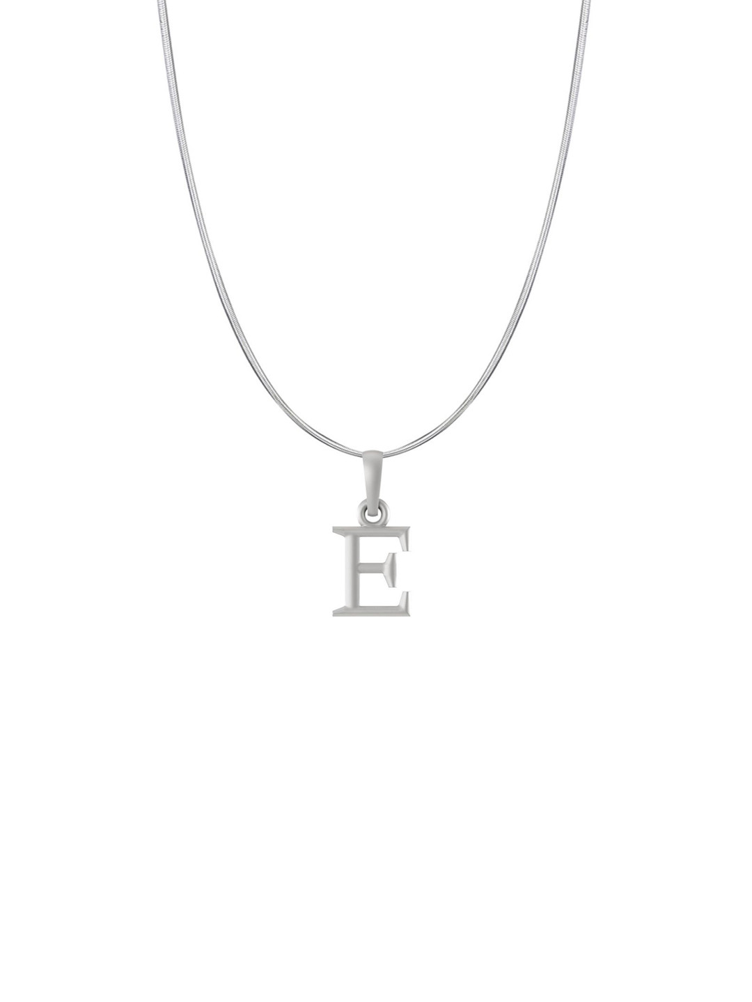 AKSHAT SAPPHIRE Men 925 Sterling Silver E Alphabet Pendant with Snake Chain