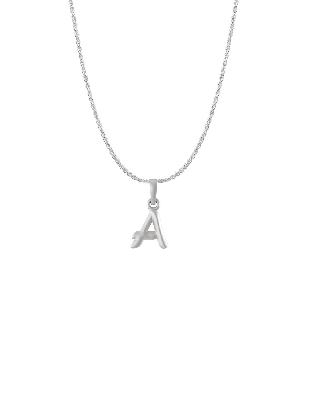 AKSHAT SAPPHIRE Men 925 Sterling Silver A Alphabet Pendant with Rope Chain