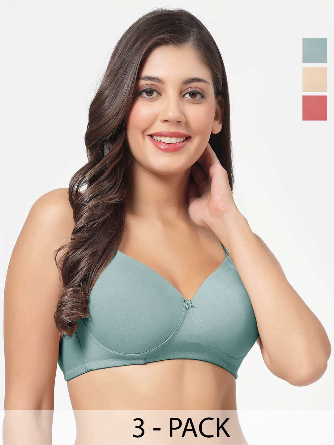 SHYAM SONS FLAIR Plain Mould Women Pack of 3 Full Coverage Lightly Padded T-shirt Bra