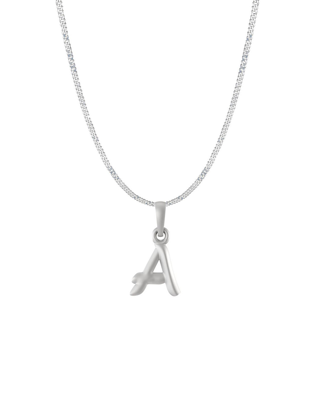 AKSHAT SAPPHIRE Men 925 Sterling Silver A Alphabet Pendant with Curb Chain