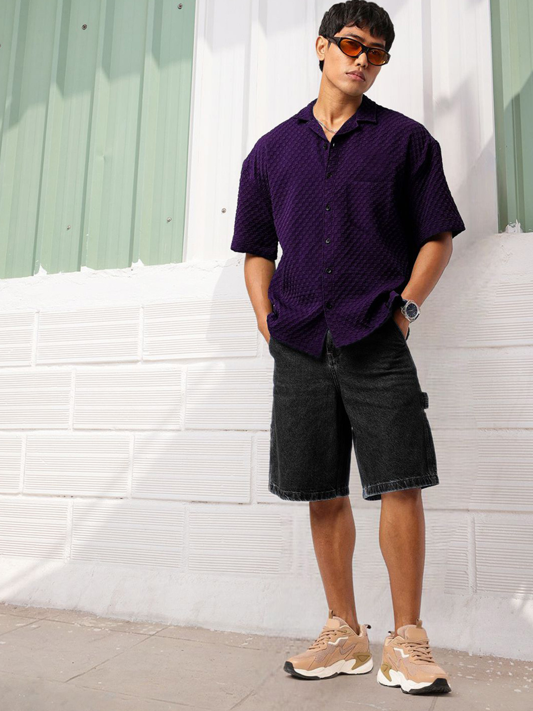 Tee Projekt Men Solid Textured Casual Shirt