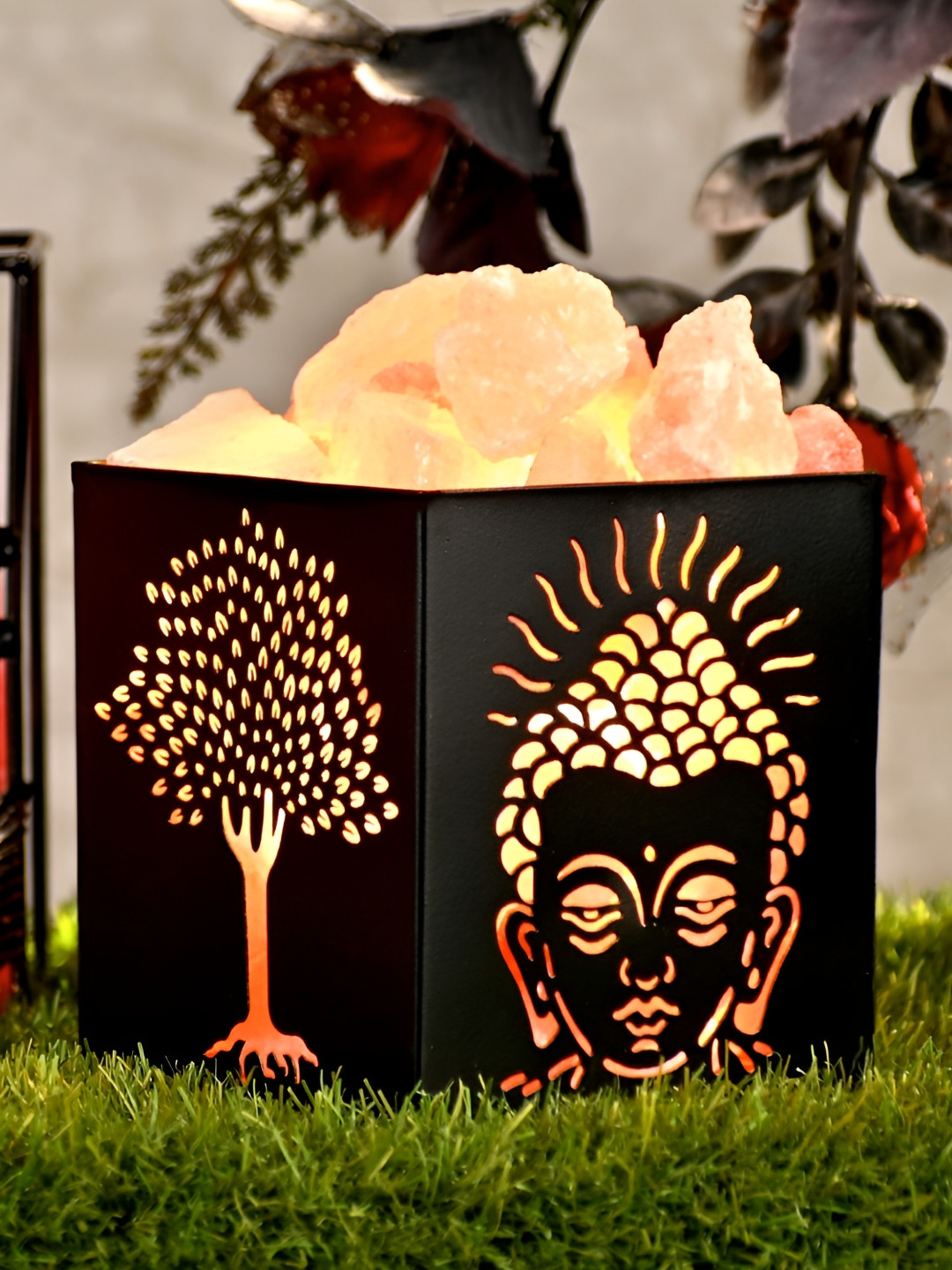 GLOBAL AROMA Brown Buddha Square Table Lamp