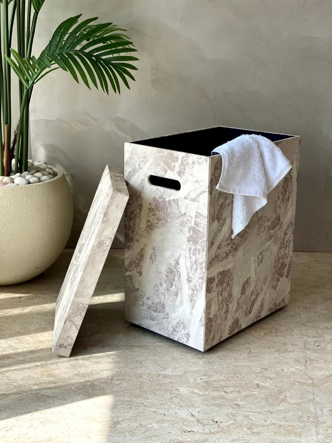 Mason Home Indo Latte Beige Marble Textured Laundry Bag