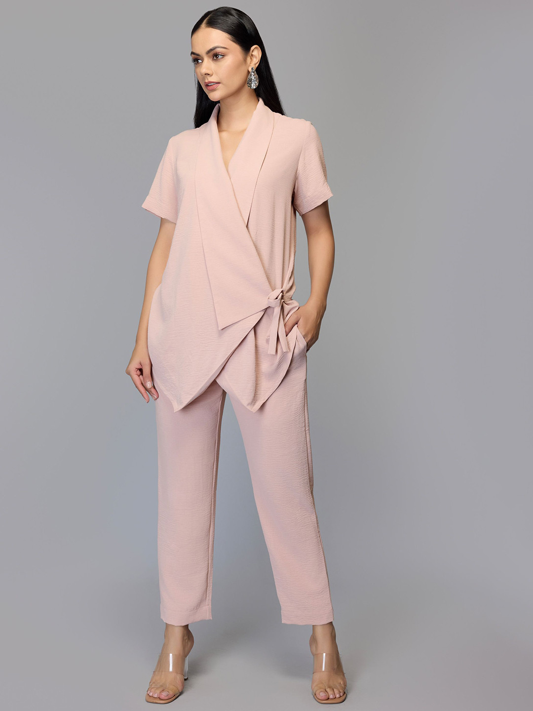 Tamiska By Narendra Kumar V Neck Top With Trousers Co-Ords Set
