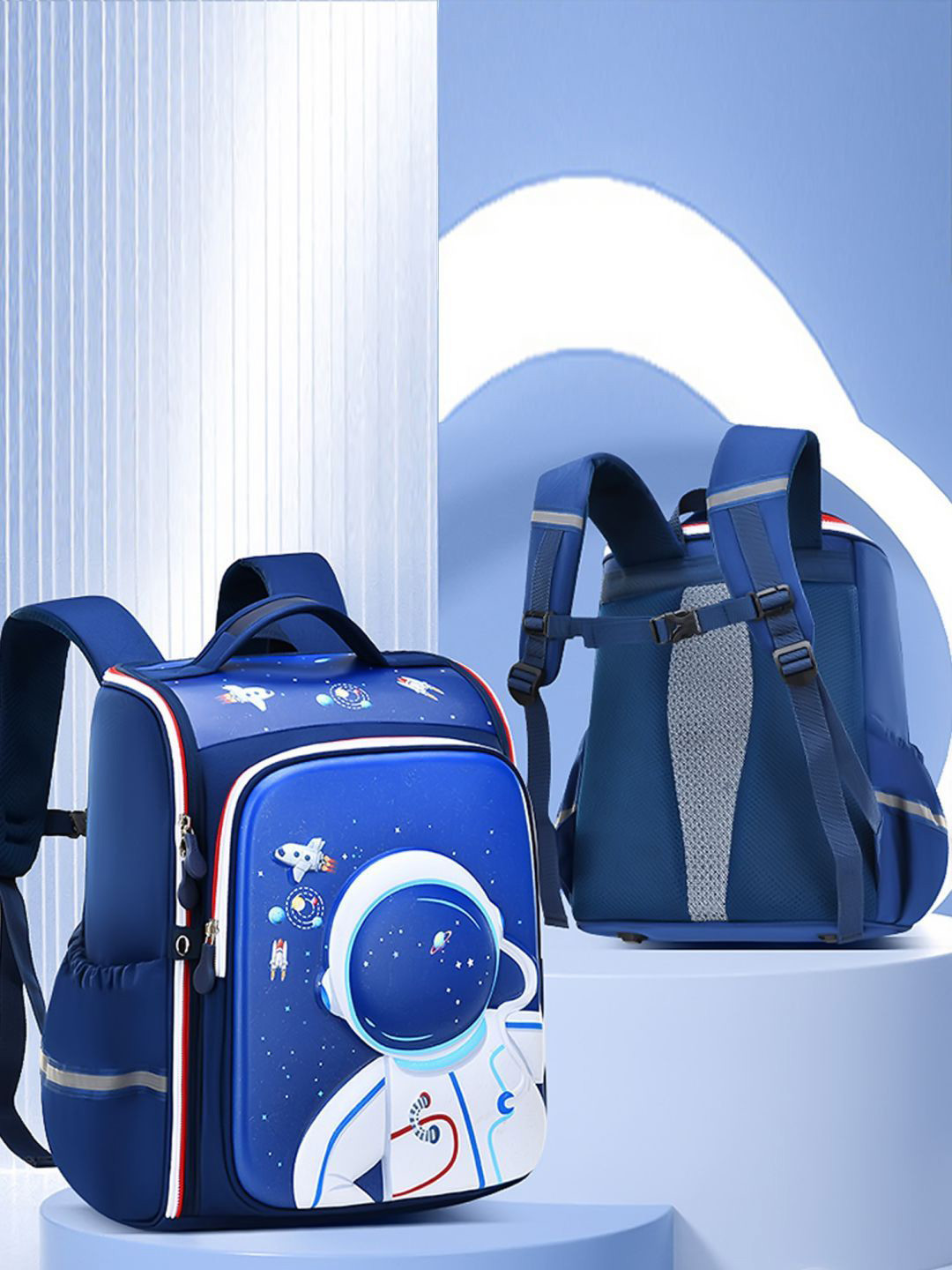 Little Surprise Box LLP Kids Dotted Blue Astronaut School Backpack