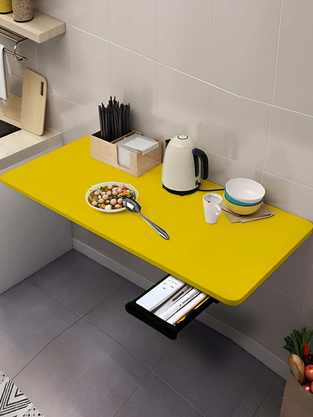 Torche Wood Study & Home Office With Drawer Wall Mounted Foldable Table