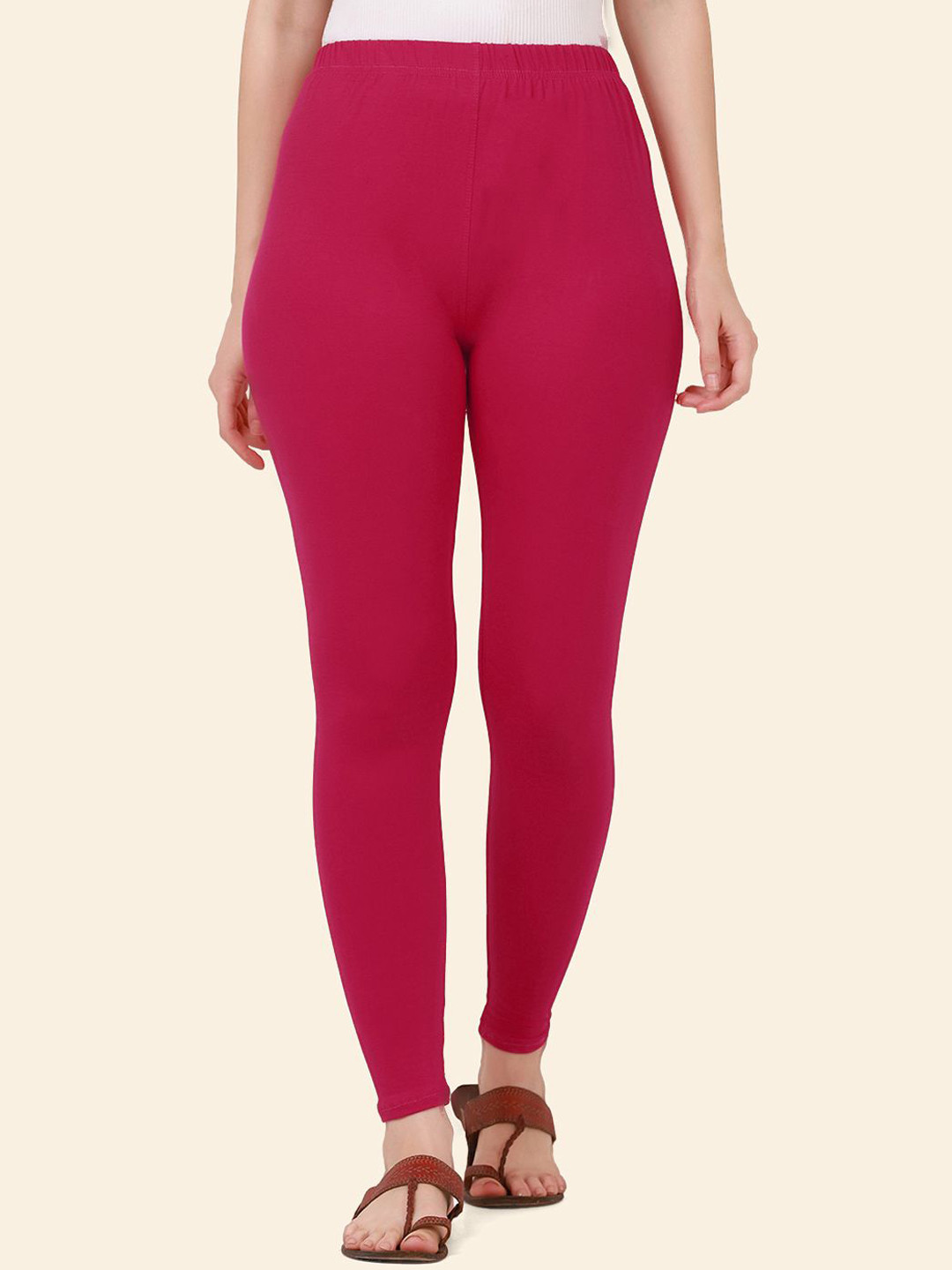 QIOA Cotton Mid Rise Ankle Length Leggings