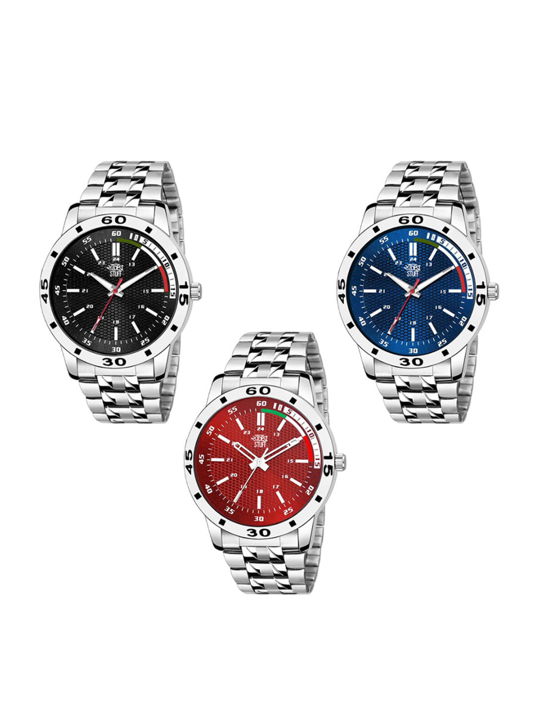 SWADESI STUFF Men Pack Of 3 Analogue Watch SDS 95 BLK RED BLU