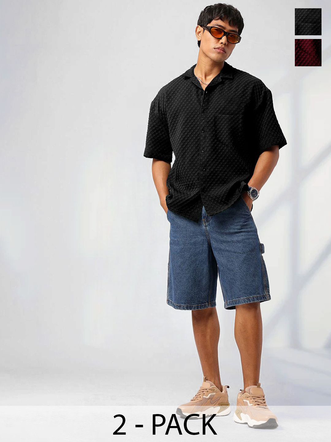 Tee Projekt Men Pack Of 2 Standard Casual Popcorn Shirt