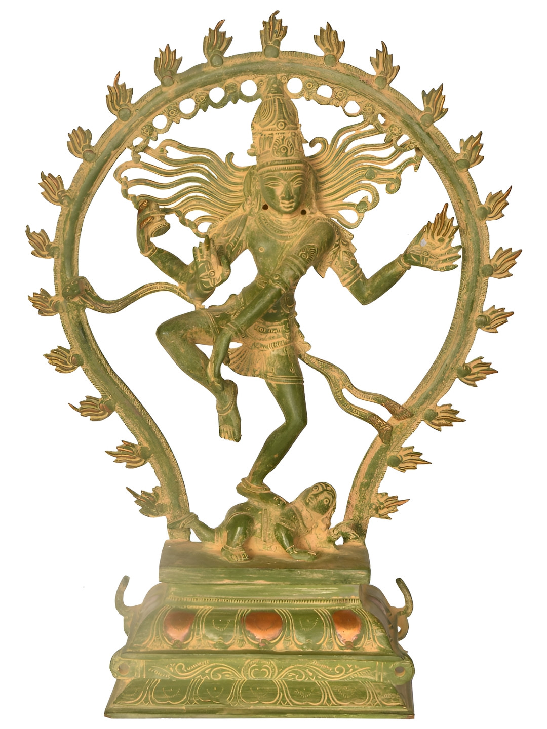 Exotic India Green & Beige Lord Nataraja Religious Bass Idol Showpiece