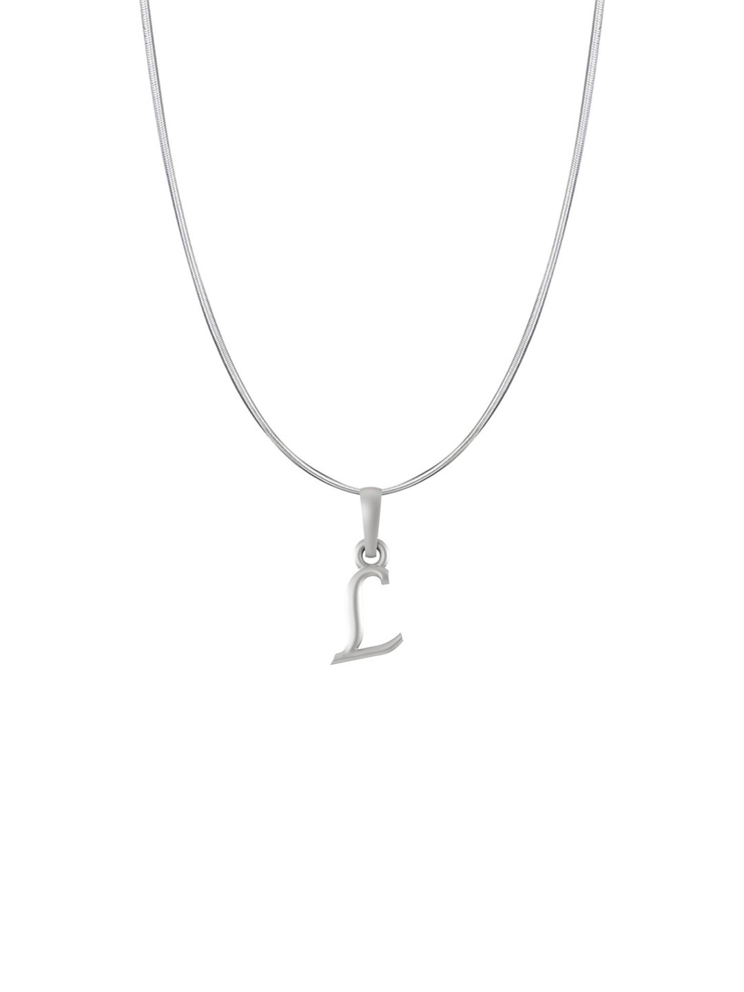 AKSHAT SAPPHIRE Men 925 Sterling Silver L Alphabet Pendant with Snake Chain