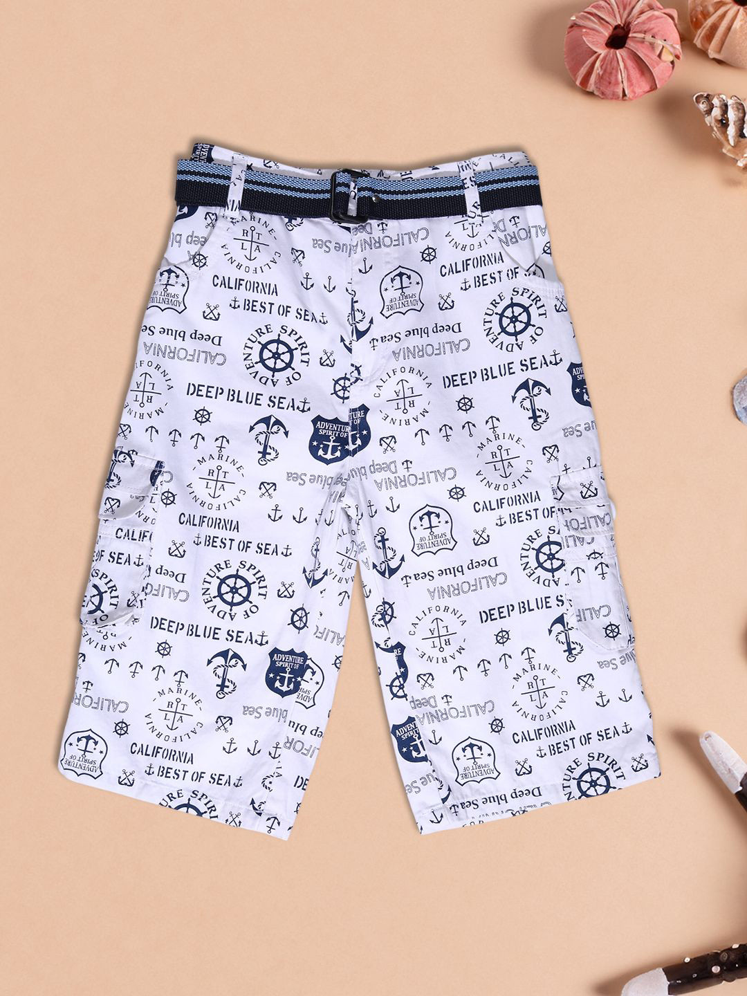 V-Mart Boys Printed Regular Fit Mid-Rise Shorts