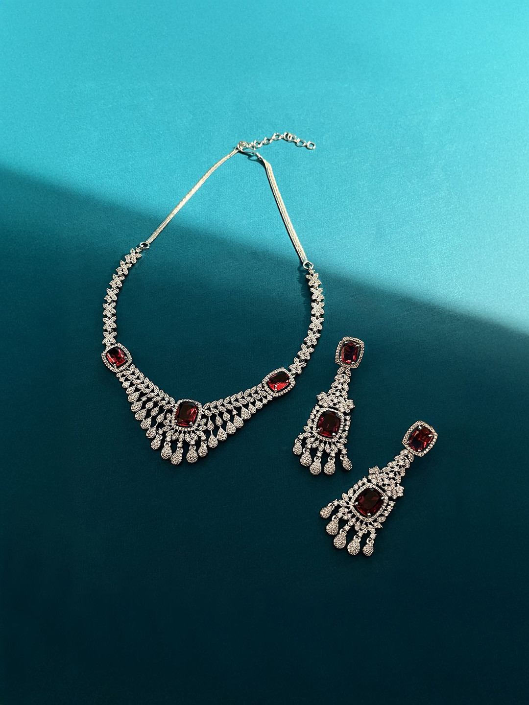 Kalakrith Milano Cubic Zirconia Studded & Beaded Jewellery Set