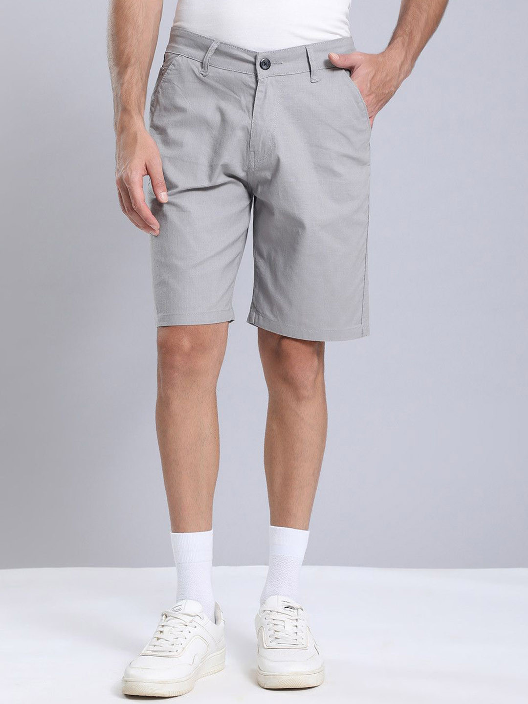 Hence Men Self Design Linen Chino Shorts