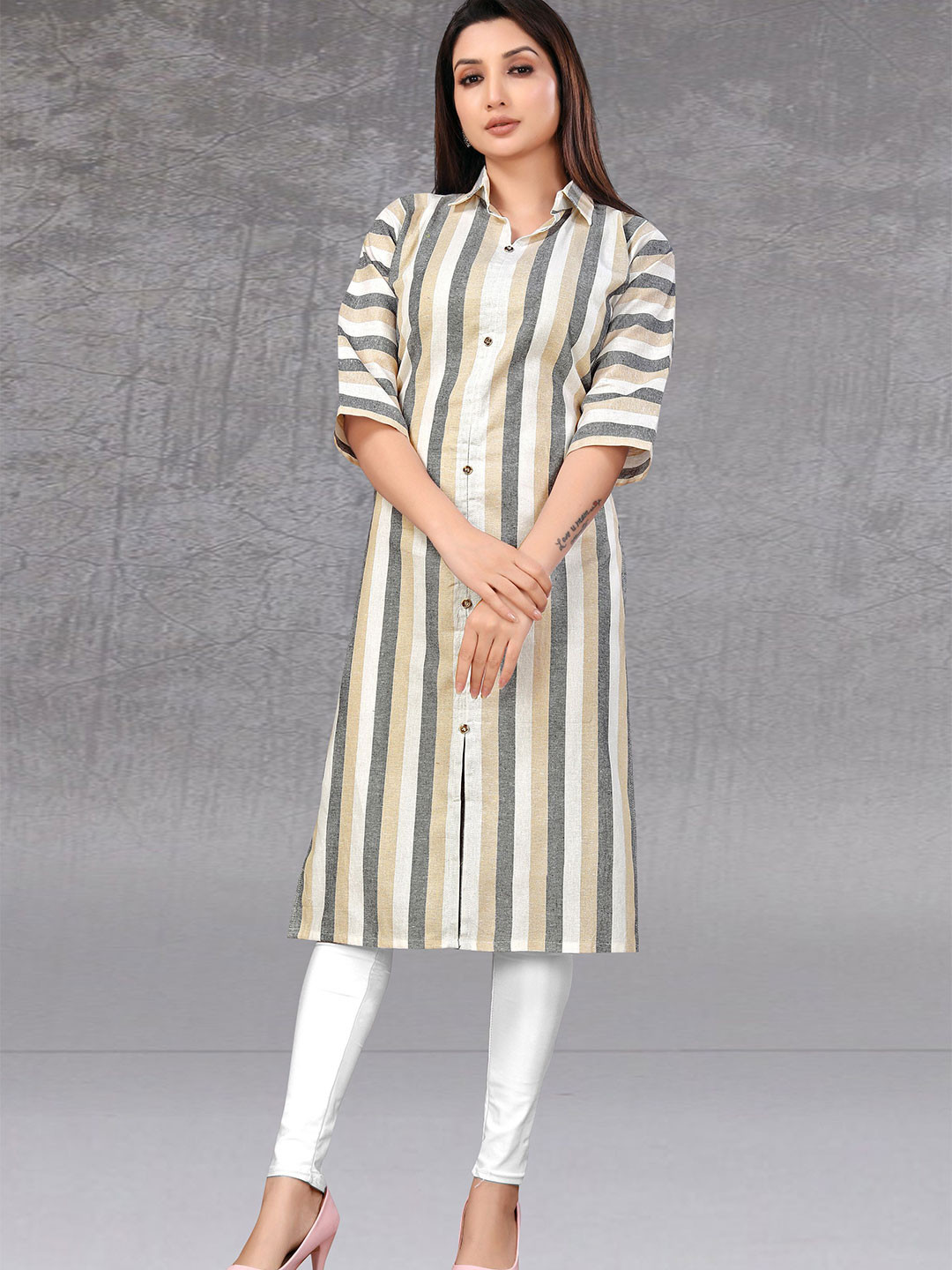 Fabtown Women Striped Straight Kurta