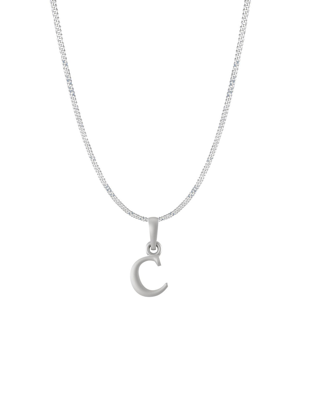 AKSHAT SAPPHIRE Men 925 Sterling Silver C Alphabet Pendant with Curb Chain