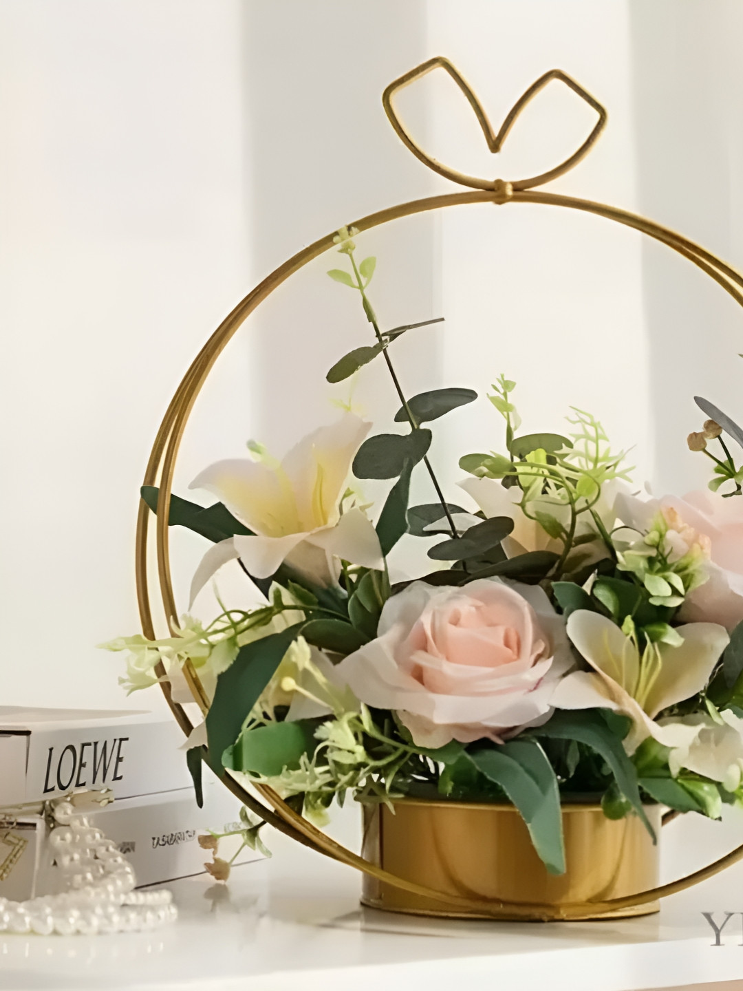 Vespers Gold Toned Ring Flower Vase