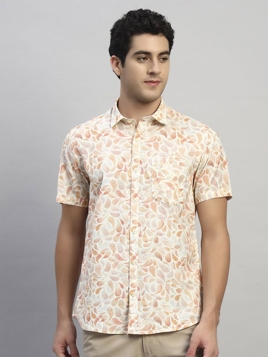 Cantabil Men Original Conversational Printed Spread Collar Casual Shirt