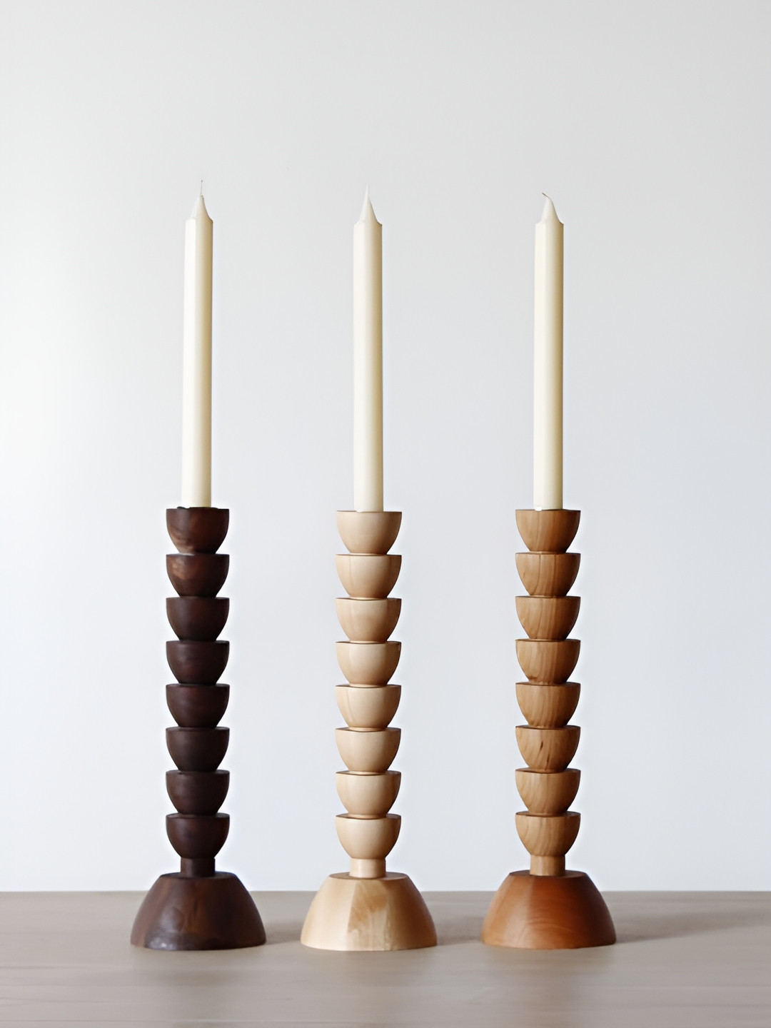 Daisy craft Black & Cream-Coloured Set of 3 Candle Holder