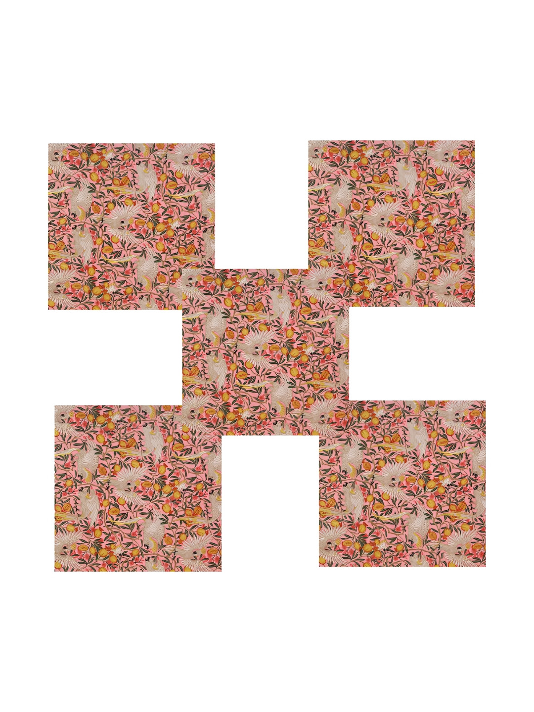 HANDICRAFT PALACE 6Pcs Pink & White Crane-Swans Printed Cotton Dinner Table Napkins