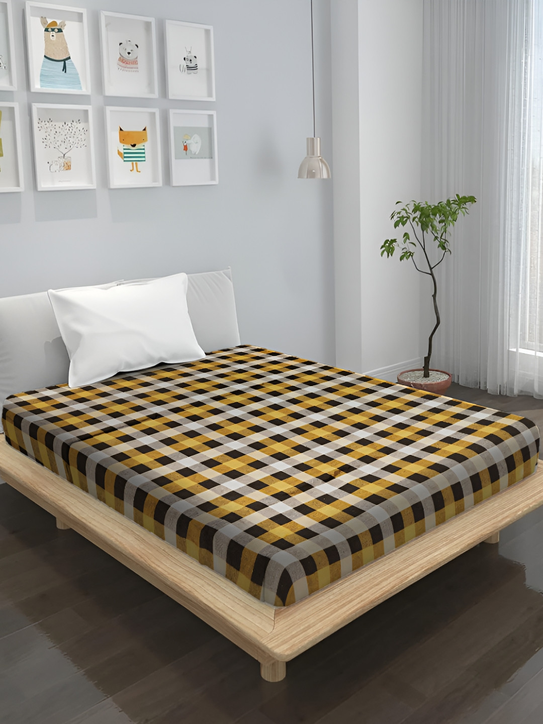 Wings Star Yellow Queen Cotton Breathable Mattress Protector