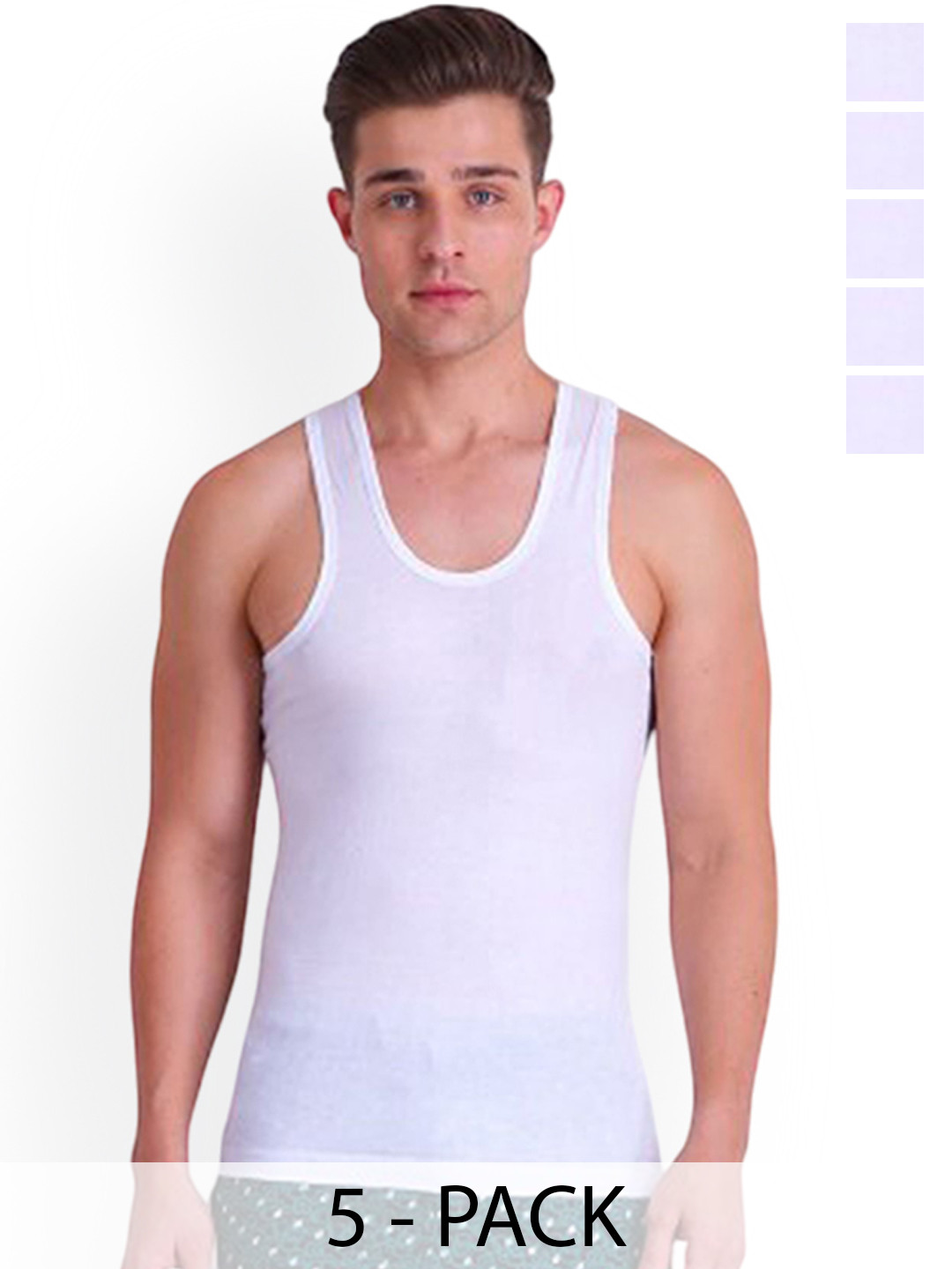 CAVENDERS Men Pack Of 5 Pure Cotton Undershirt Vests White Premium quality Dno-v559st