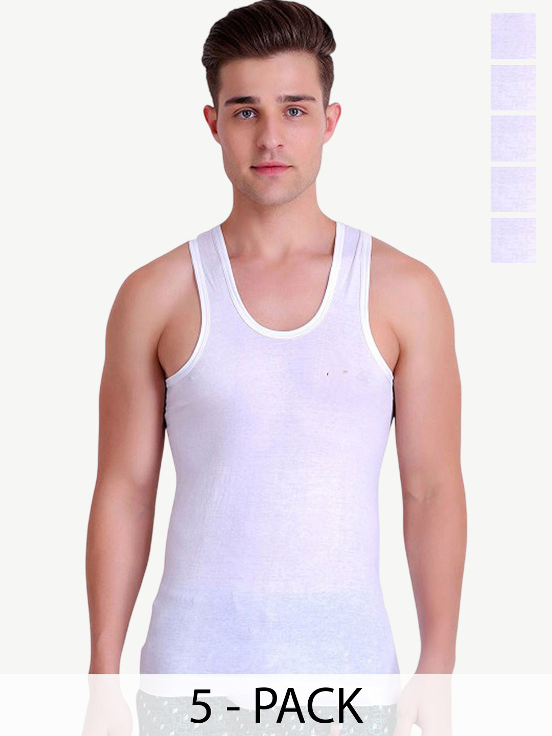 CAVENDERS Men Pack Of 5 Pure Cotton Undershirt Vests White Premium quality Dno-v397st
