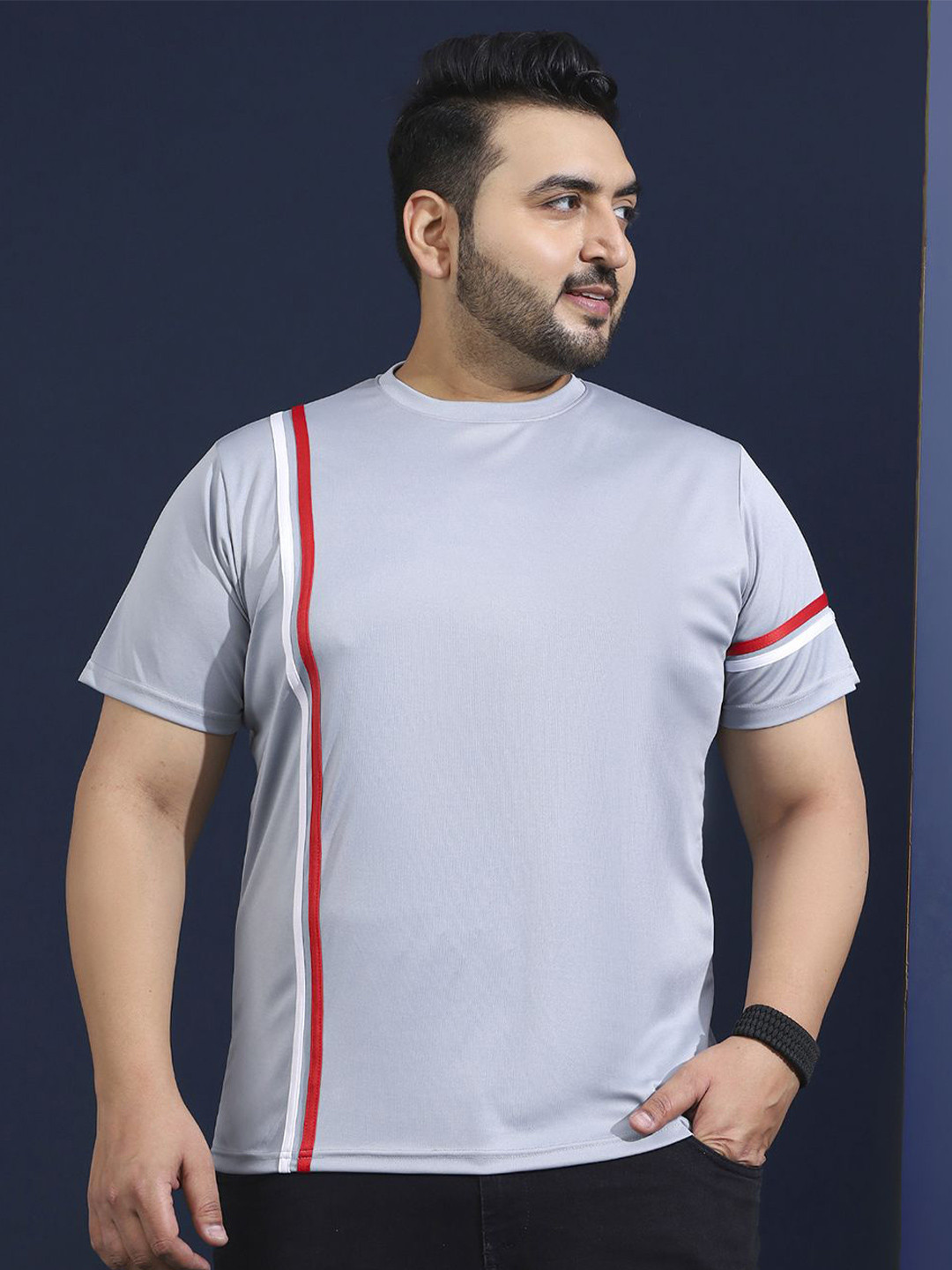bigbanana Plus Size Striped Short Sleeves Dri-FIT T-shirt