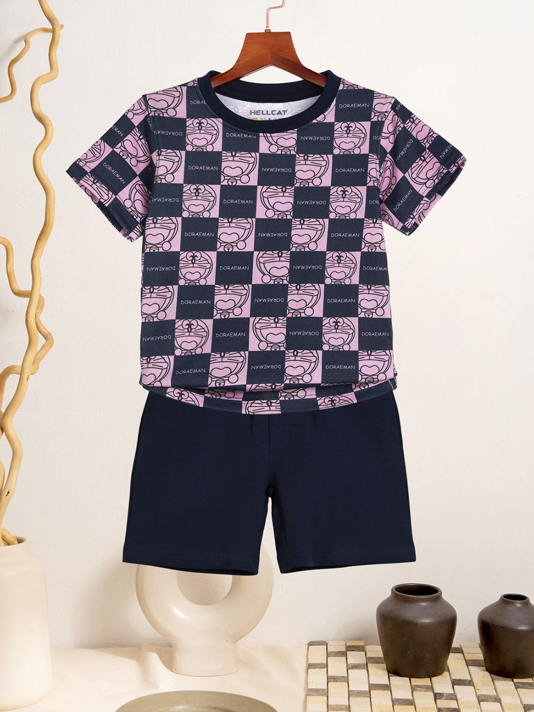 HELLCAT Boys Anime Printed Short Sleeves T-Shirt With Shorts