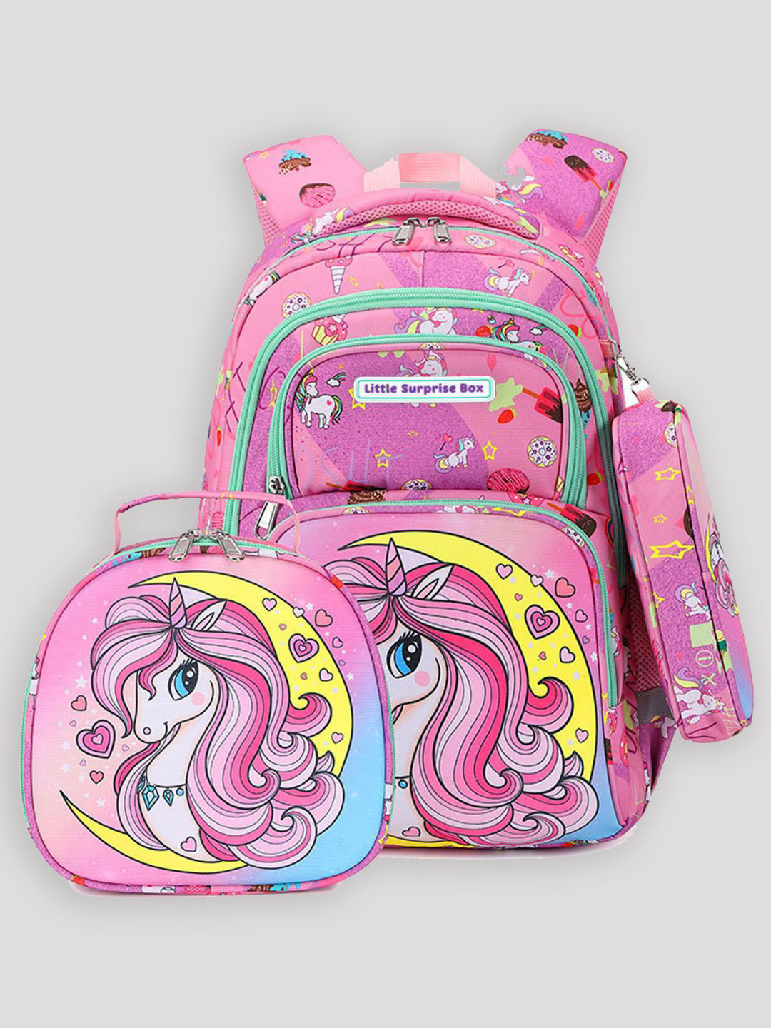 Little Surprise Box LLP Kids Backpac Lunch Bag and Stationery Pouch