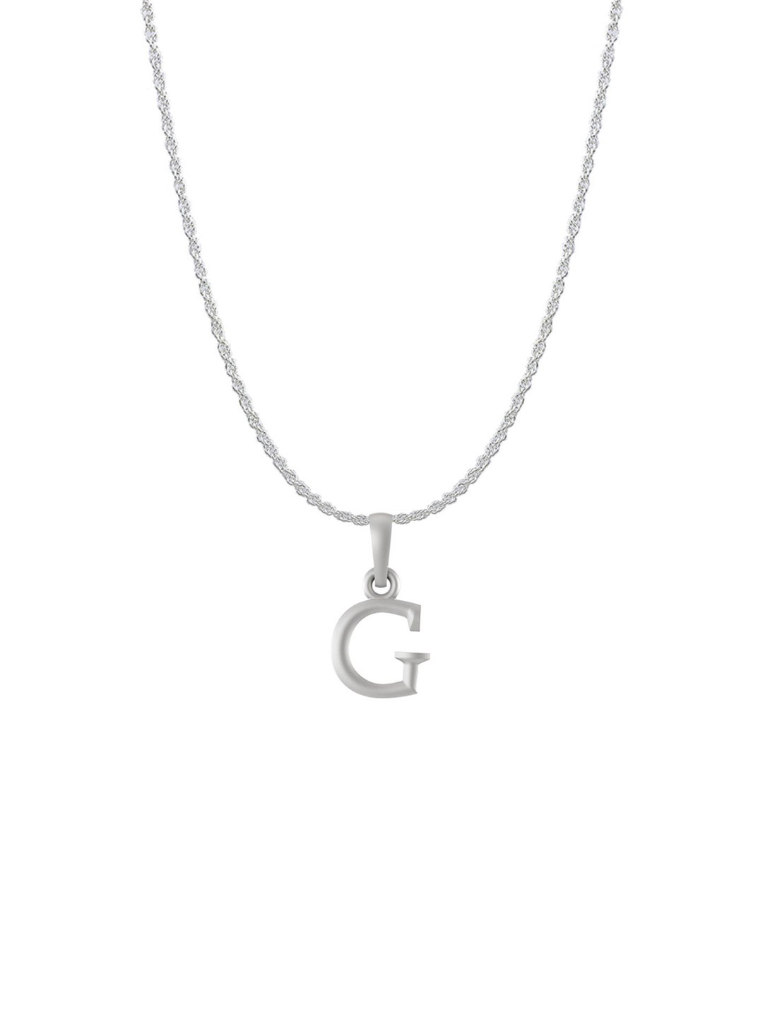 AKSHAT SAPPHIRE Men 925 Sterling Silver G Alphabet Pendant with Rope Chain